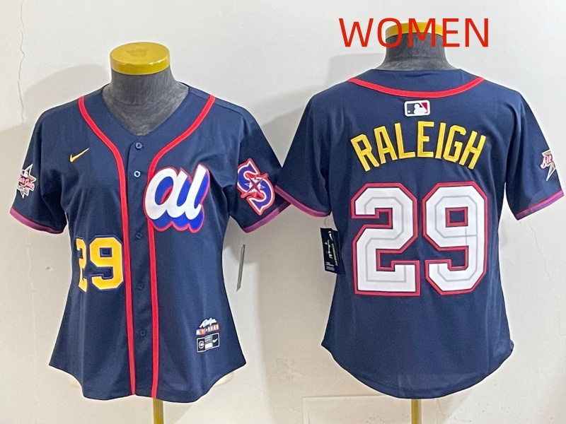 Women 2025 Seattle Mariners 29 Raleigh dark Blue All star Nike MLB Jersey style 002